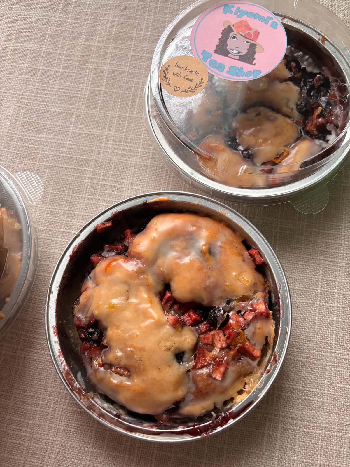 Mini Apple-Blueberry Fritter Cake with Orange Glaze