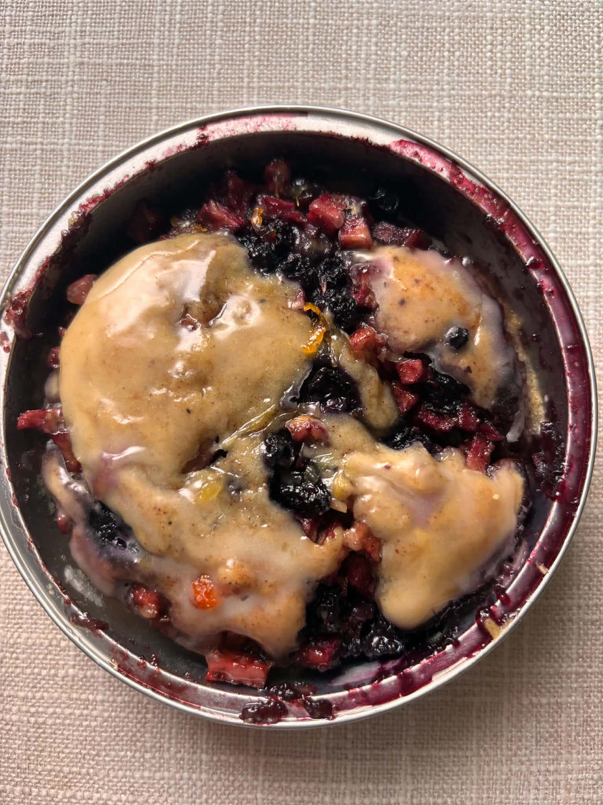 Mini Apple-Blueberry Fritter Cake with Orange Glaze